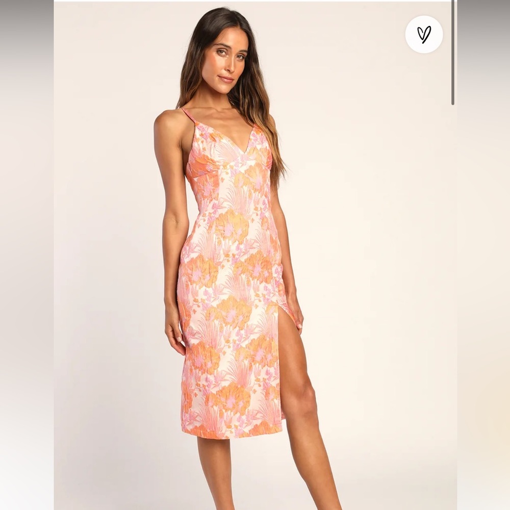 Riveting Radiant Pink Floral Jacquard Sleveless Midi Dress